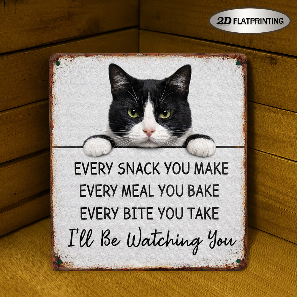 TEMU 2d Flat, 1pc 2d Flat Wooden Print, Cat Decoration, Vintage Wooden Sign, " Observation" Sign, Fun Decor, Suitable For Kitchen, Dining Room,