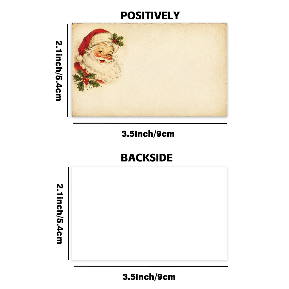 TEMU 50pcs, Christmas Portrait Blank Writing Cards/message Cards, Vintage Distressed Christmas Memo Pads, Holiday Blessing Gift Cards, Thank You