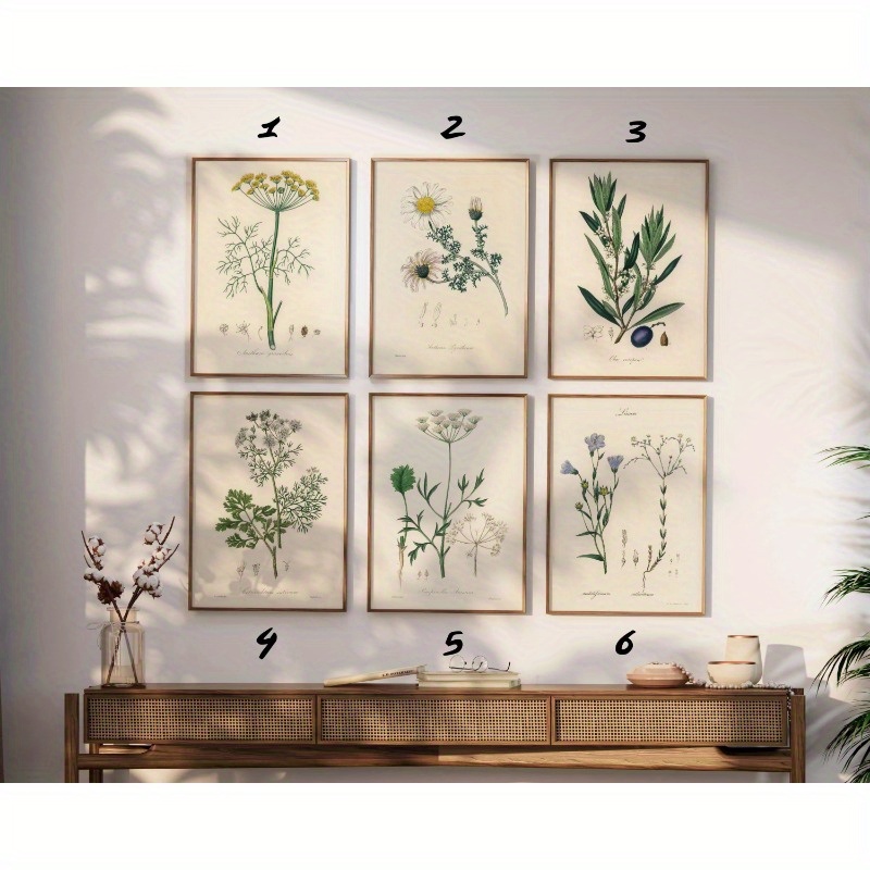 TEMU 6pcs Canvas Poster Set (unframed) - Botanical Prints, Vintage Fern Prints, Wall Art, Home Decor Gift