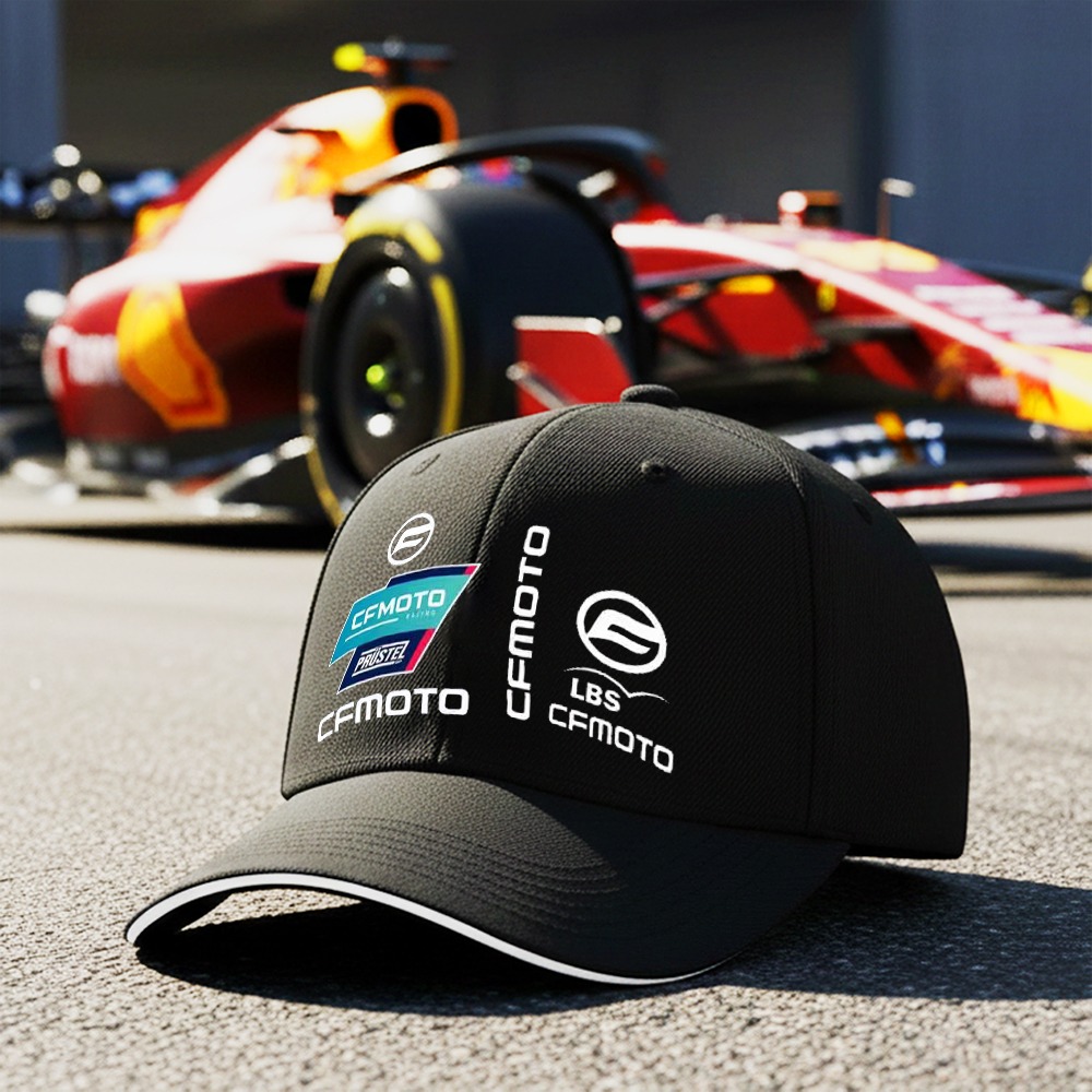TEMU 2025 New Products 1pc Racing Logo Baseball Cap - Sporty Lightweight 100 Polyester, Breathable Mesh Back, Geometric , Suitable For Fitness,