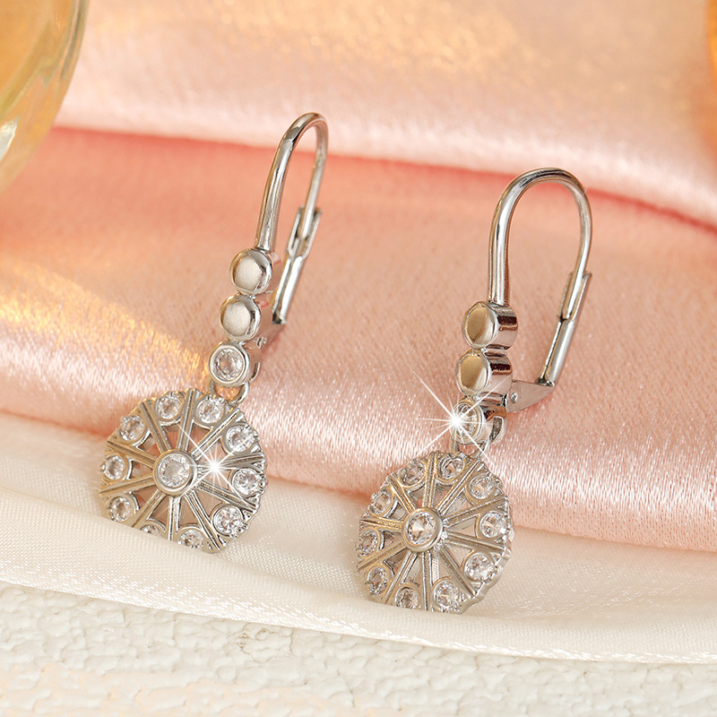 Light Luxury Women's Drop Earrings with Sun Pattern Design