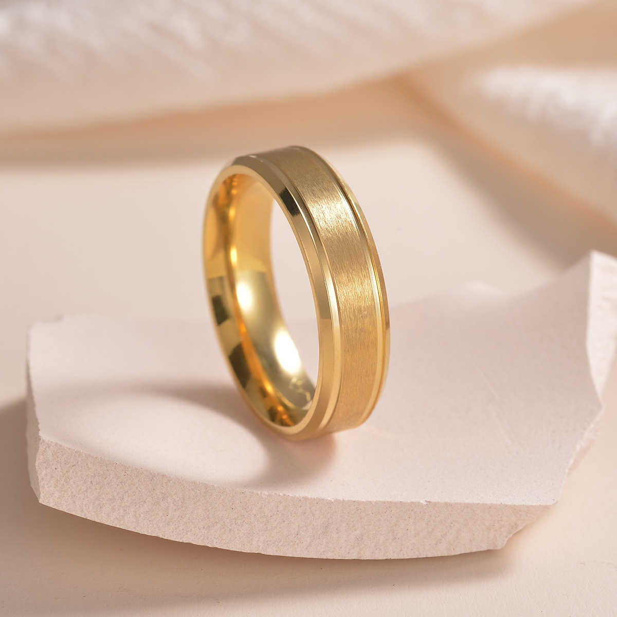TEMU Lnchran 316l Stainless Steel Brushed Wide Band Unisex Ring