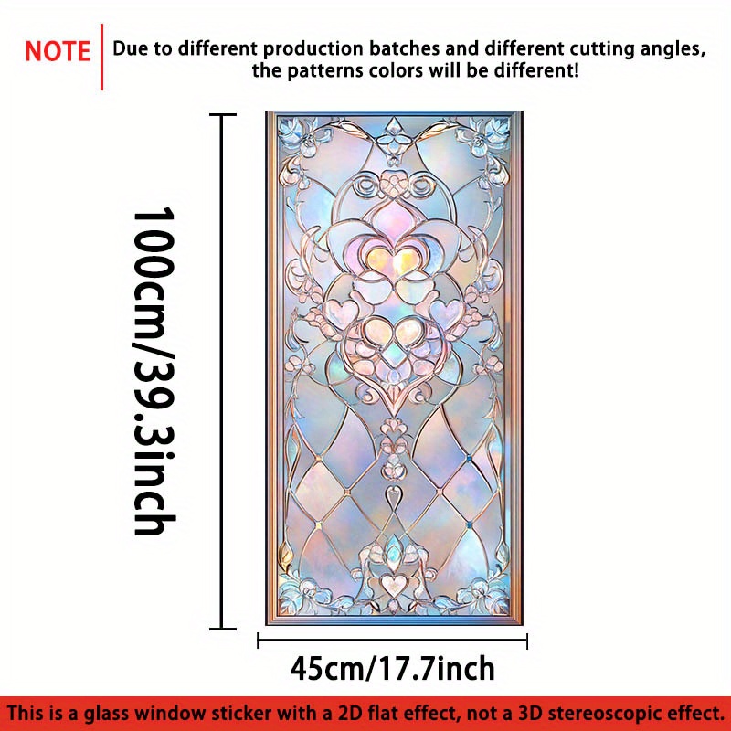 TEMU 1 pièce, film adhésif électrostatique pour vitres à motif 2D plat en verre fin, PVC amovible et réutilisable. Taille : 17,7x39,3 pouces (45x100