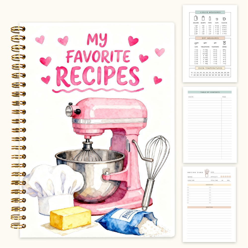 Image of 1 Book Blank Recipe Journal Logbook With Perforated Pages & Soft - Cookbook For Chefs, Recipe Book For, Christmas/halloween Gift Suitable For Cookbook Collectors, Meal Planners, Recipe Organizers