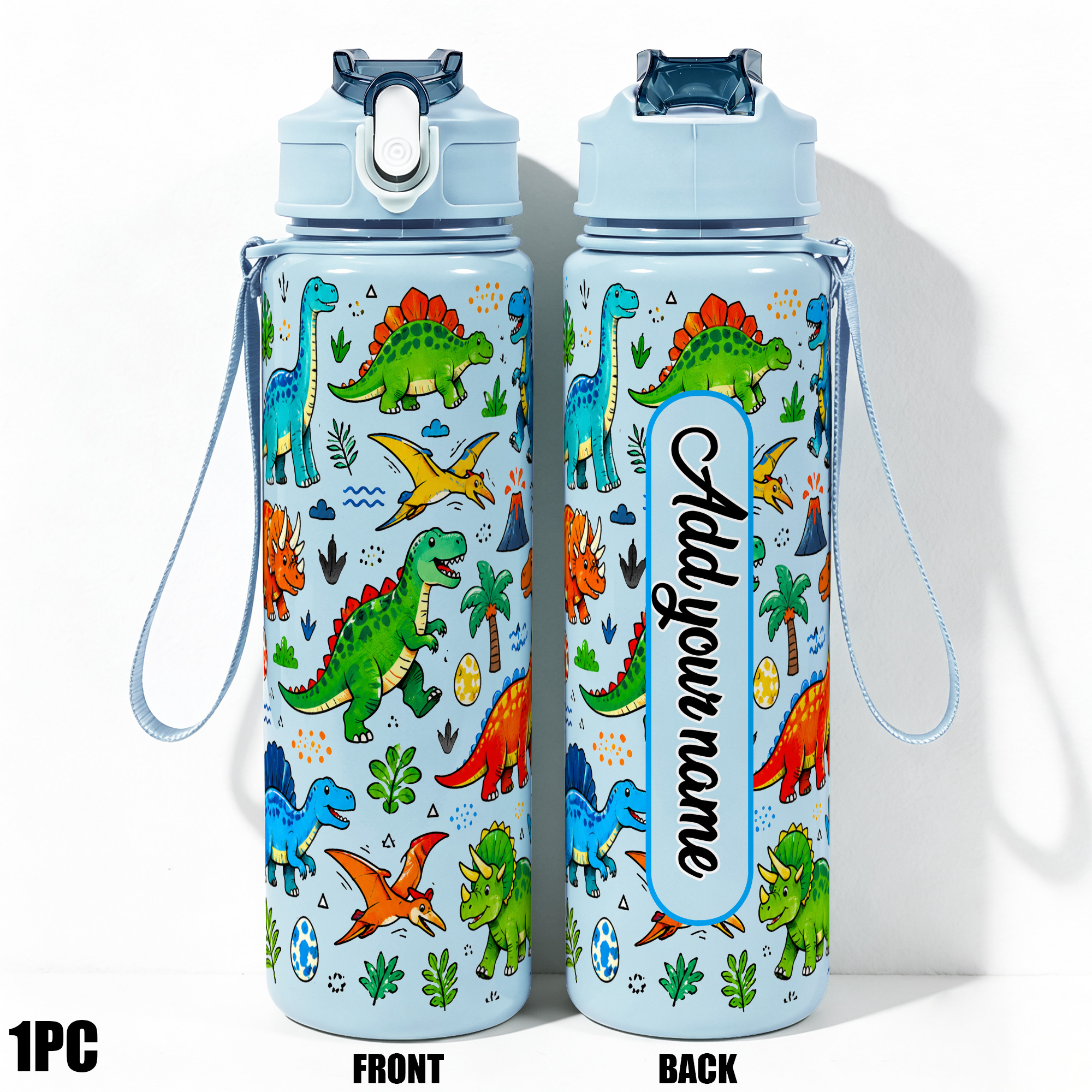 TEMU 1pc, 25oz/750ml Personalized Water Bottle With Name, Leak-proof Water Bottle, Large Capacity 750ml Dinosaur Pattern Water Cup, Unique