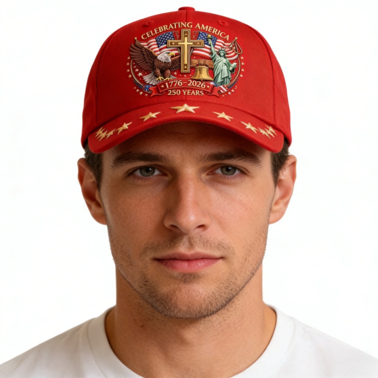 2顶美国建国250周年纪念帽-鹰与自由和跨越| 可调节爱国棒球帽,男女通用,印花帽,独立日纪念帽,节日佳品,爱国者的理想礼物,历史爱好者的理想礼物,男性礼物