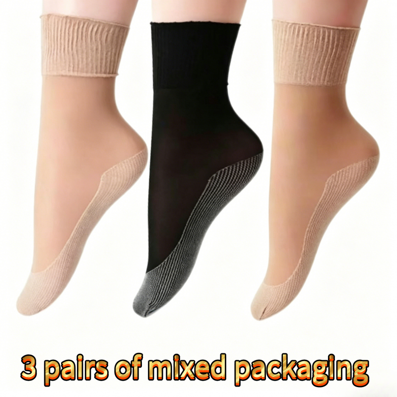 TEMU 3 paires de chaussettes de compression hautes, larges, épaisses et pour personnes âgées, pieds et chevilles enflés, résistantes à l',