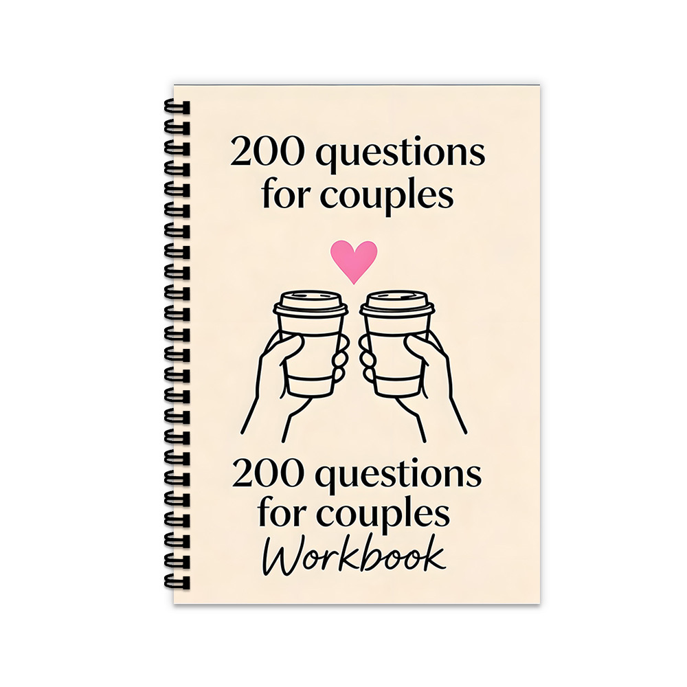 TEMU 1pc 200 Questions For Couples Workbook Notebook, Hand Art Journal, Neutral Tone, For Spouses, Couples Fans, Ideal For , Daily Use, Spiral