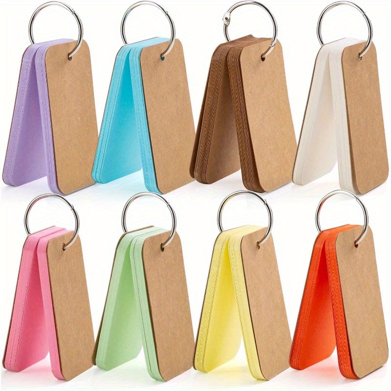 TEMU 400 Sheets Multicolor Index Cards With Binding Rings, 8 Pack Flash Cards, Double-sided Study Cards, , Greeting Card, Note Cards, Paper Cards,