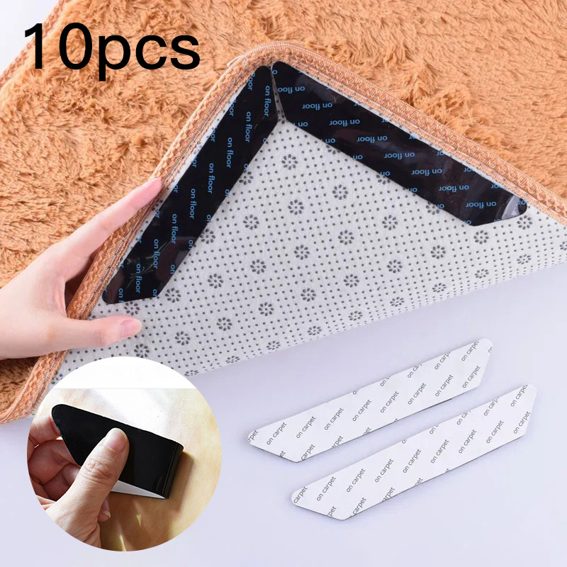 10pcs   non slip carpet stickers washable double sided   pads   plastic   grips for secure   hardwood floors rugs and tiles multi surface safety traction pads details 0