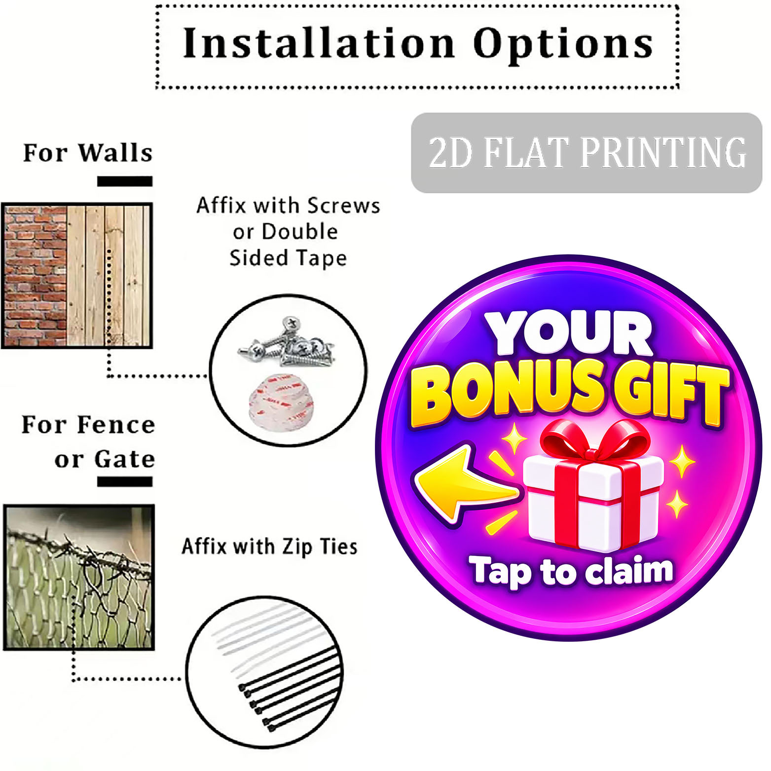 TEMU 2d Flat, 1pc, Printed 'claim Your Gift' Round Sign - Professional Business Look - Designed For Bar, Shop, Office, Cafe - Party Wall Hanging