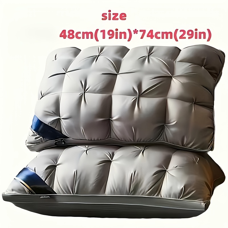 1/2pcs Luxury Five-Star Hotel Quality Pillow - Deep Sleep Neck Support, High-Density Non-Sagging All-Season Pillowcase with White Satin, 100% Polyester Filling, Vacuum Compressed Packaging, White, Home Comfort, Quilted Design, Premium Fabric