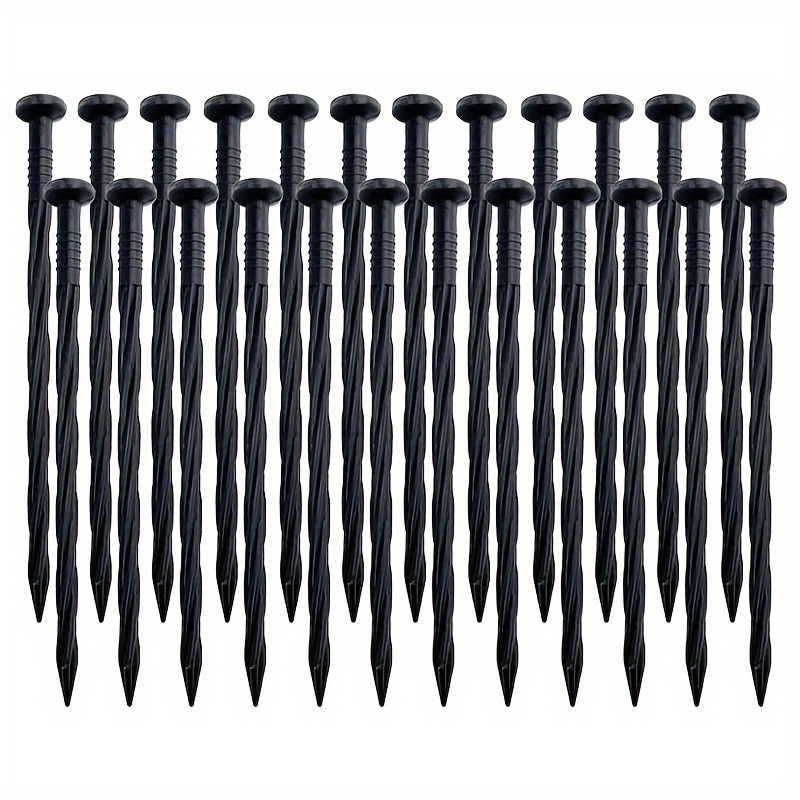 Image of 30pcs Durable 20cm Black Plastic & Pe Garden Stakes For Landscape Edging, Lawn Border, Yard Support