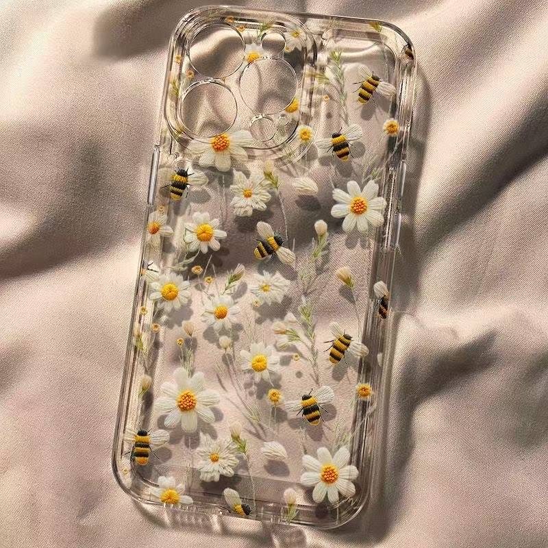   para teléfono - 1   de   transparente con diseño moderno de abeja y margarita adecuada para iphone 18 17 16 16  14 13 12 11 pro   12 13 mini x xr xs 7 8 plus se 2022
