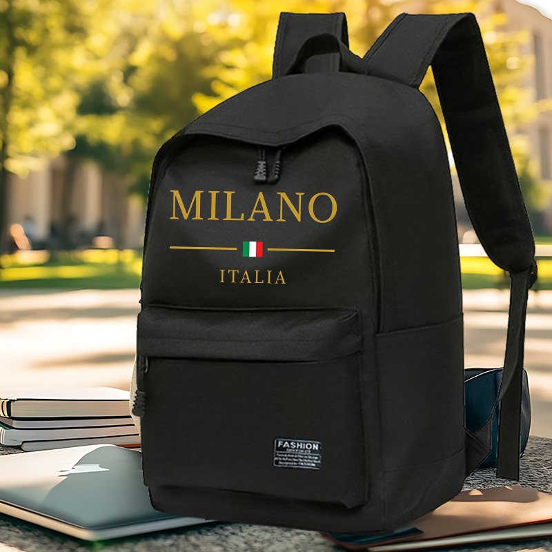 TEMU 1pc Printed Large Capacity Backpack - Portable Laptop Bag With Adjustable Shoulder Strap, Secure Zipper Closure, Multi-compartment Pockets,