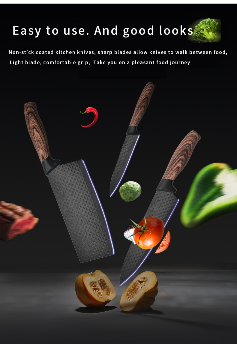 7pcs/6pcs Stainless Steel Kitchen Knife Set- Multi-purpose Knife, Including Watermelon and Fruit Knife, Chicken Bone Scissors- Essential Tools for Home and Restaurant Cooking, Perfect for Kitchen Accessories Gifts, Restaurant Essentials