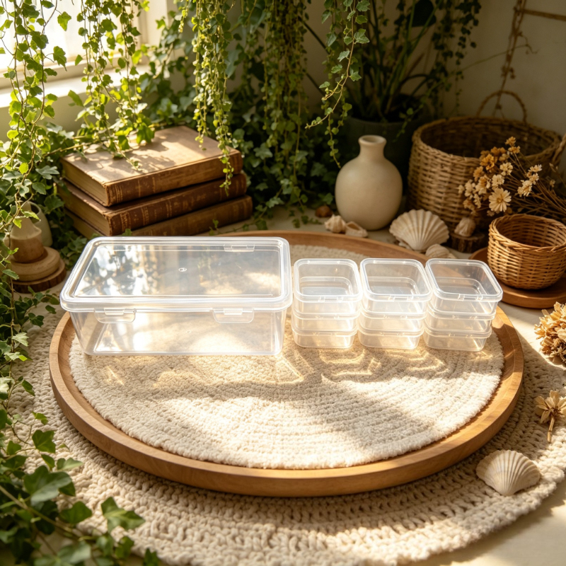 TEMU 10pcs Plastic Storage Box Small Container Set (9pcs And 1pc) - Jewelry Organizer Boxes, Rectangular Shape And Durable Plastic Material For