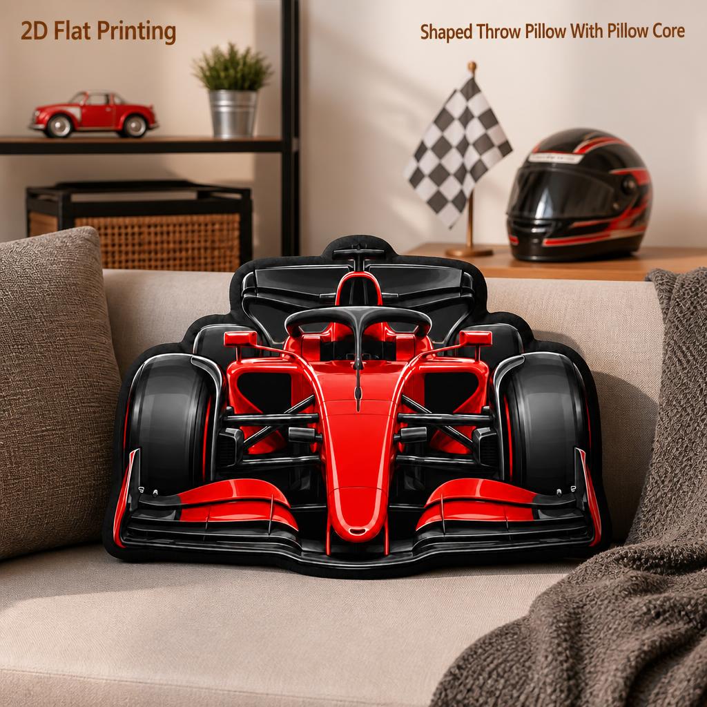 TEMU Coussin décoratif en peluche de voiture de course de - Coussin sur le thème de adapté à la décoration de chambre, canapé, salle de jeux, cadeau