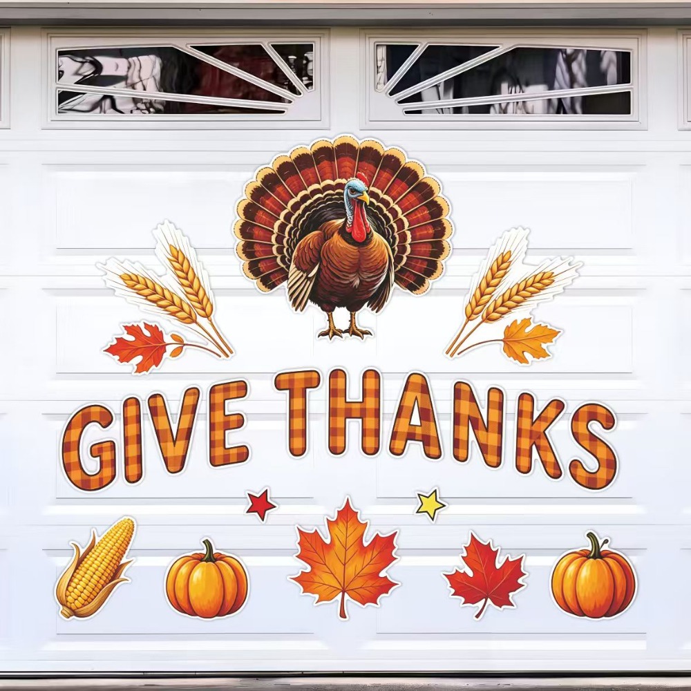TEMU 20pcs Thanksgiving Fall Garage Magnets, Letters Turkey Maple Leaf Decals For Outdoor Garage Fridge Decor, Home Decoration, Great Gift