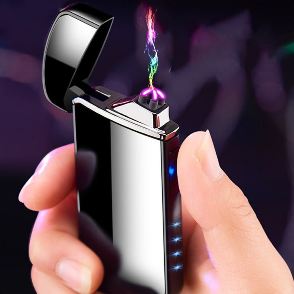Flameless Plasma Igniter with Touch Sensing Ignition - Windproof & Rainproof Portable burner, Fast Lighting, Compact & Sleek Black/ with Golden Accent - Dual Arc Plasma Technology for Camping, Hiking, BBQ, Indoor/Outdoor use - Ideal for Lighters, Candles, Fireplaces, Gas Stoves - Safe & Reliable Ignition Device