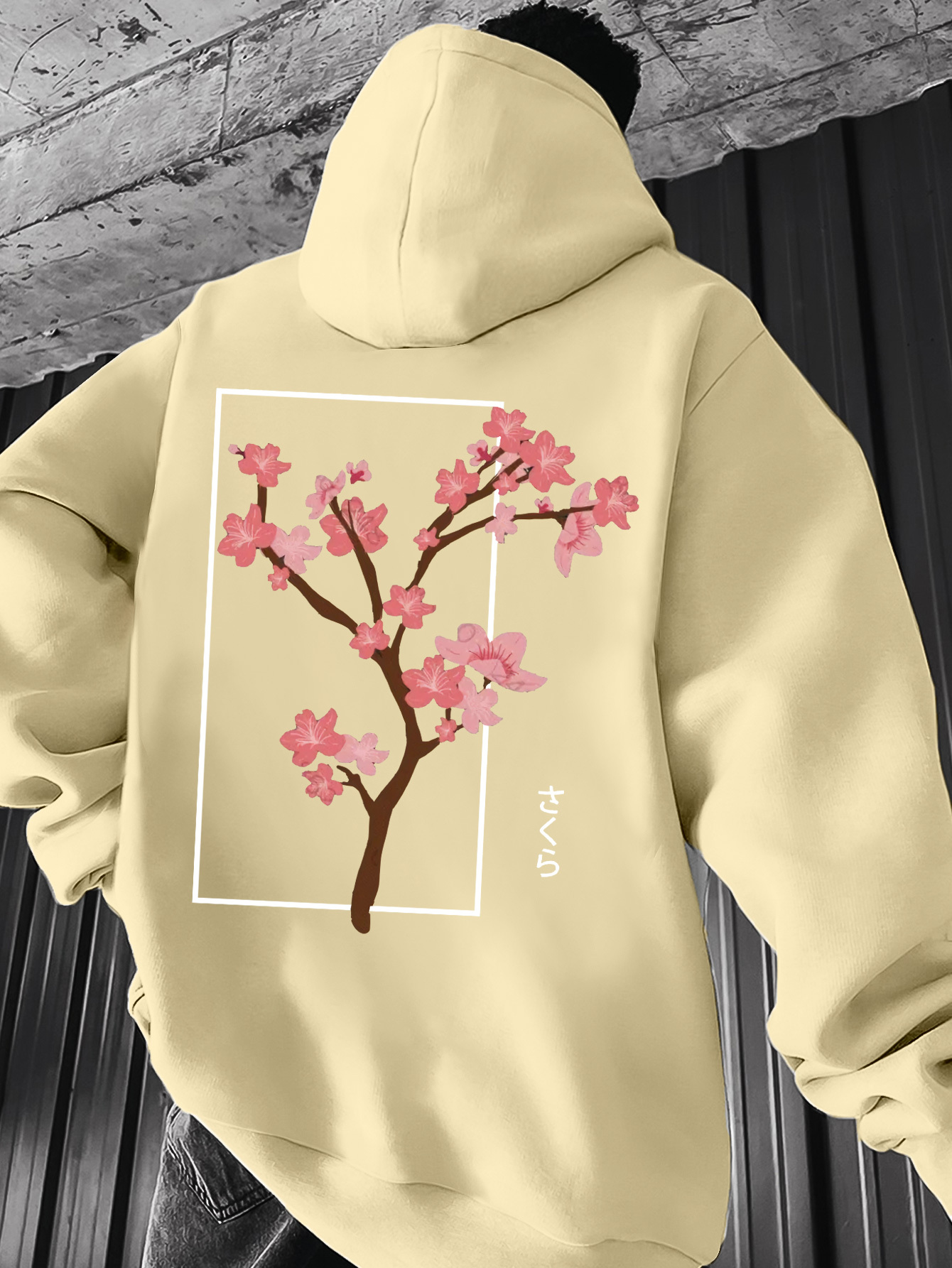 Pink Hoodie Mens Flower Hoodie Men's Cherry Graphic Hoodie Casual