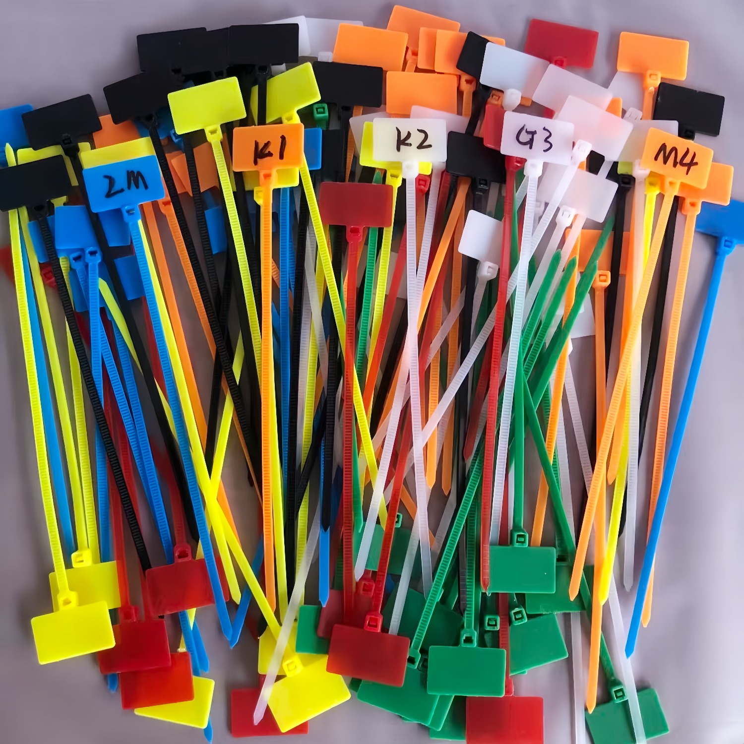 TEMU 100pcs Colored Label Self-locking Nylon Cable Ties, Writeable Nylon Tag Labels, Name Tags, Very Suitable For Cable Marking, Cable Layout. Zip