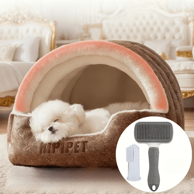 E-shop 2-in-1 Tierpflegebürsten-Set, 1-Knopf Selbstreinigende Tierhaarbürste, Entfernt mühelos Tierhaare. Gebogenes Nadelzahndesign, Sanfte