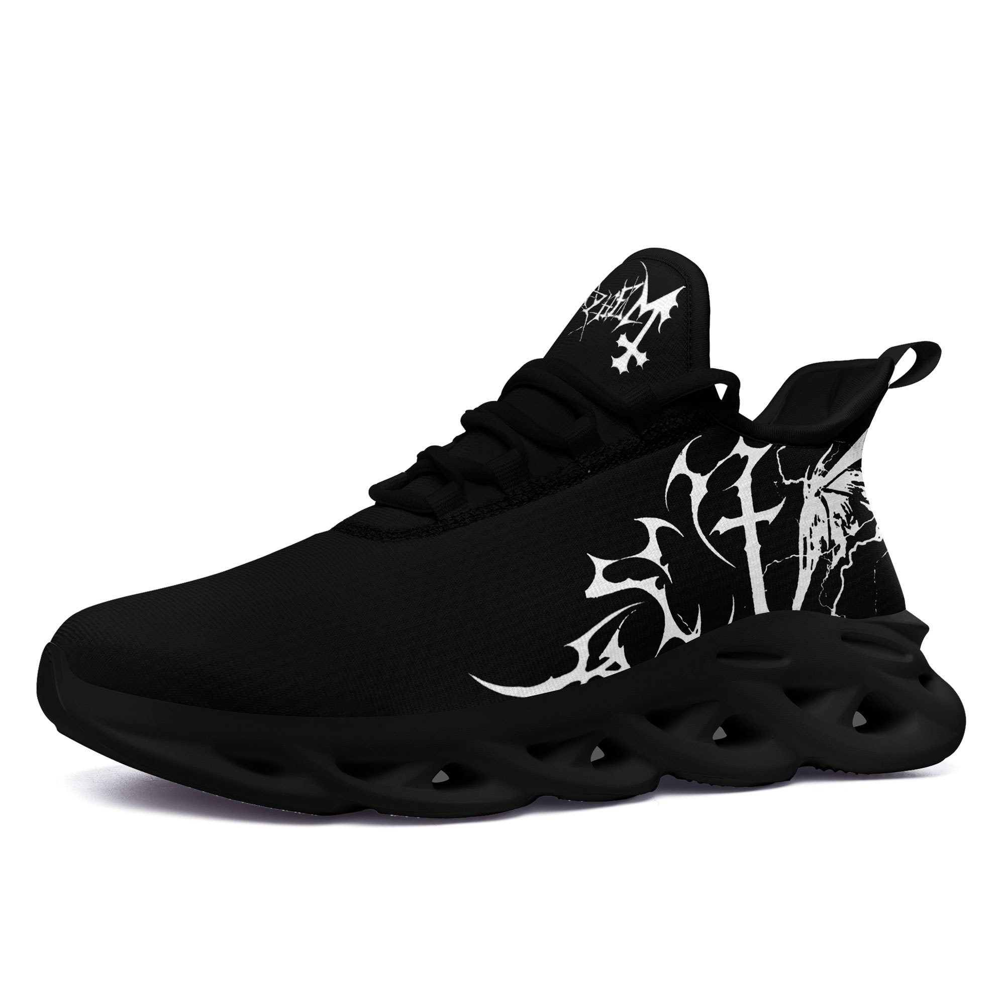 Men's Dark Cross Pattern Plus Size Sneakers, Wide Fit Shoes