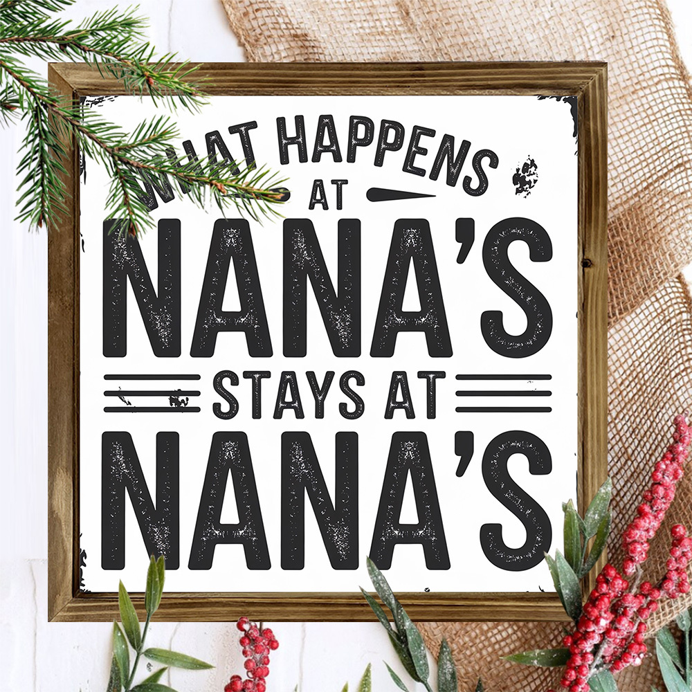 TEMU 2d Flat - A Wooden Sign Measuring 8x8 Inches With A Rustic And Theme That 'what At 's Stays At 's'. This Humorous Framed Wall Decor Is Perfect
