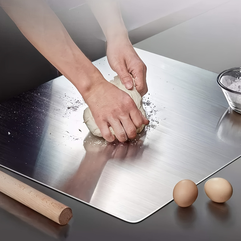 TEMU Extra-large Stainless Steel Cutting Board - Thick, Food-safe, Suitable For Smooth Rolling And Kneading
