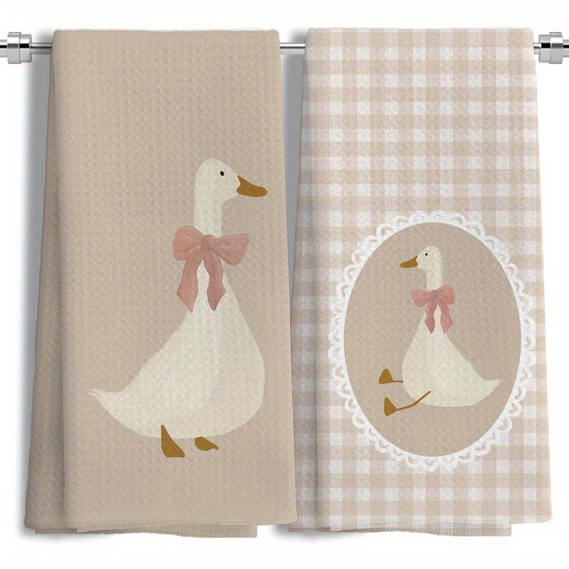 TEMU 2pcs Of 16*24inch Goose Pattern Bathroom Decorative Towels, Goose Pattern Hand Towels For Kitchen Use