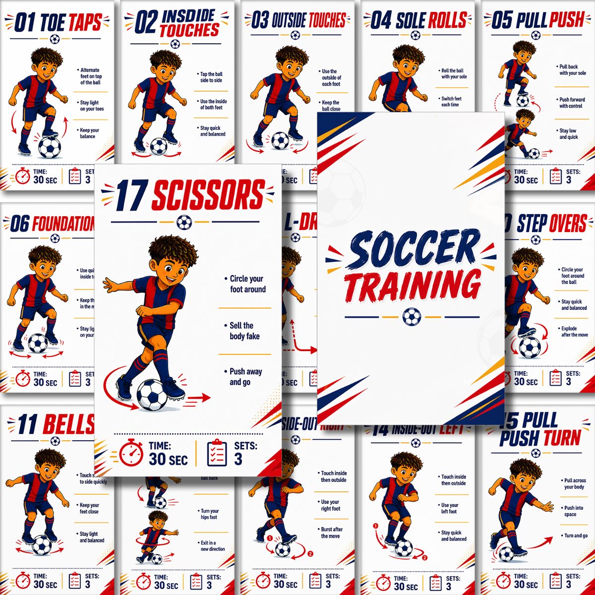 TEMU 21 cartes d'entraînement de football, cartes d'entraînement pour la des compétences de football et l'entraînement au , d'entraînement de 30