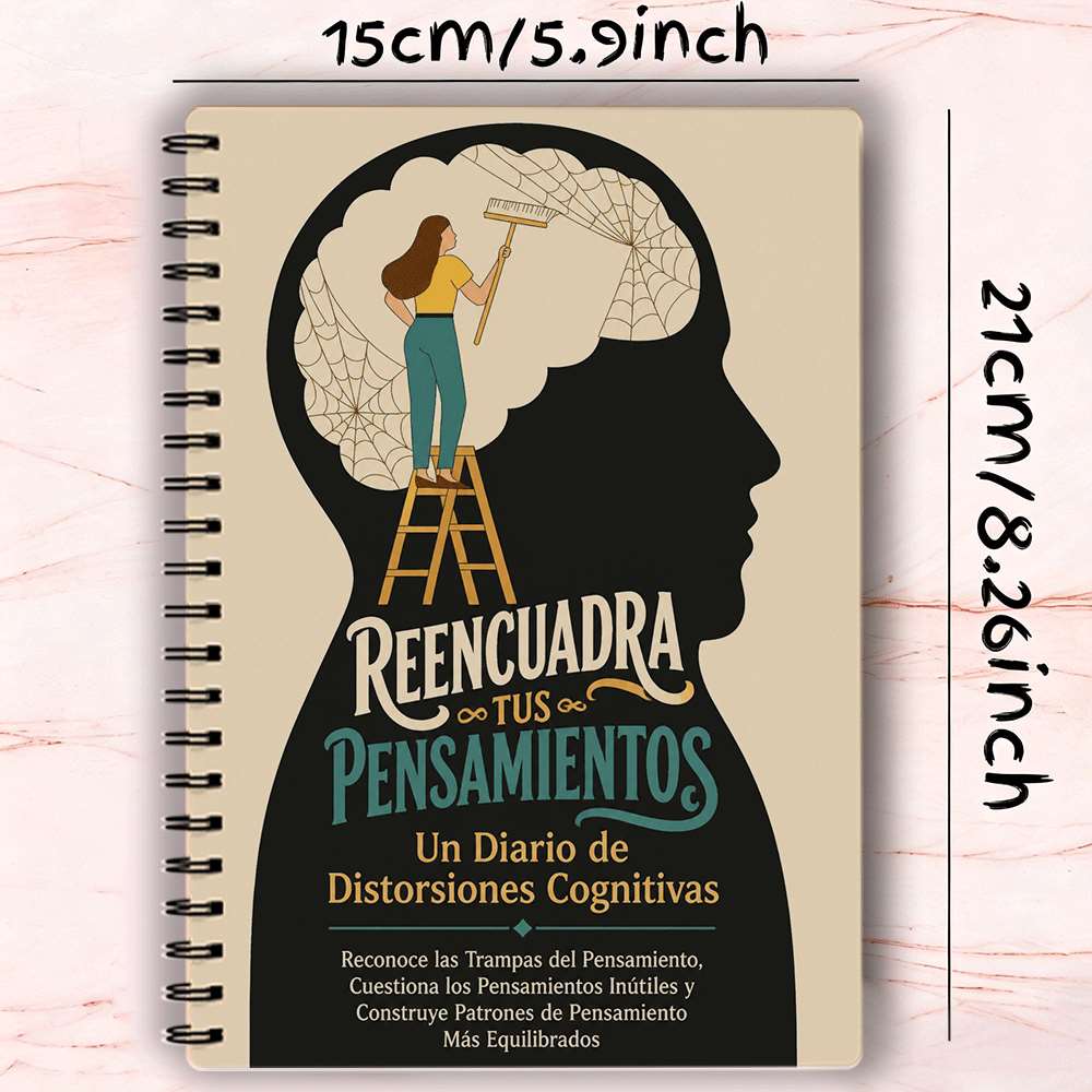 TEMU Diario de distorsiones cognitivas en español y cuaderno de mental - Reenmarcar , adecuado para TCC, seguimiento de automáticos, diario de
