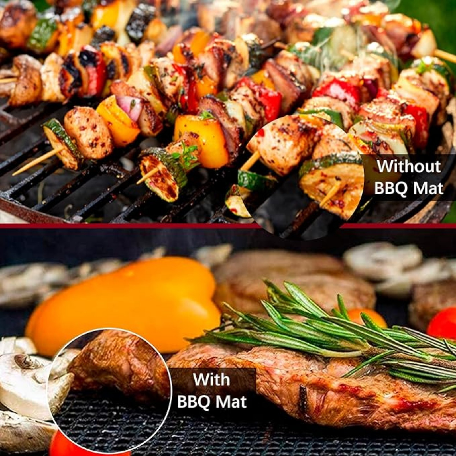 2pcs   glass fiber grill mesh mat set, reusable food contact safe grilling accessories for outdoor charcoal gas electric grills details 1