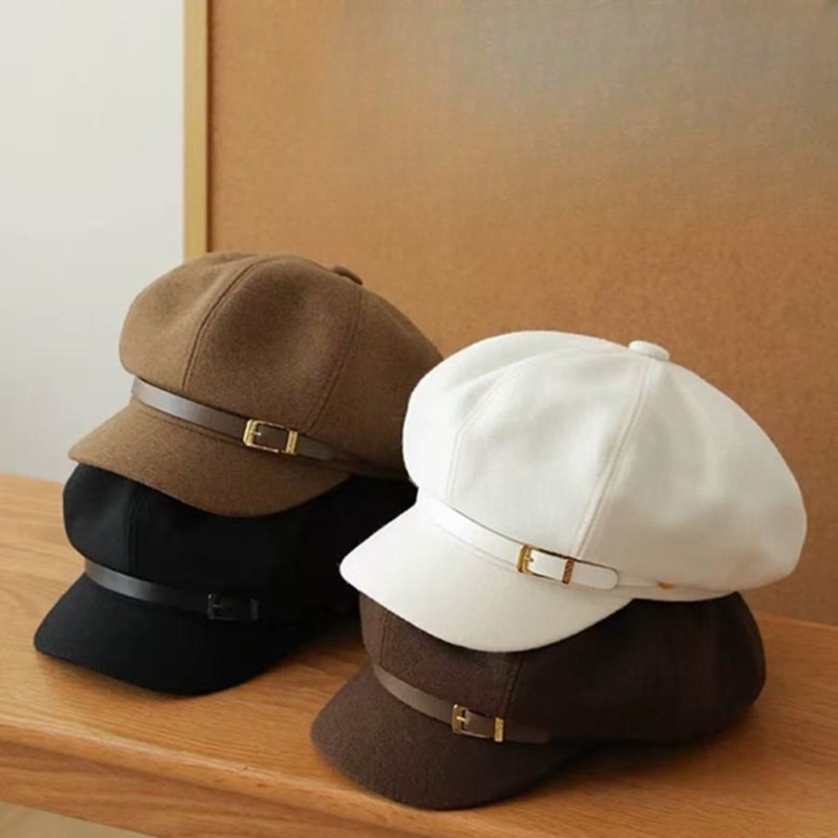 Elegant Brown Leather Beret with Cross Accent Oversized Genuine Beret | French Artist Hat for Unisex  main image 4
