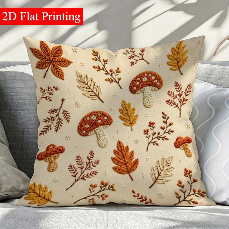 TEMU Housse de coussin d'automne à impression plate 2D, 18X18 pouces, impression -, 1 pièce, design confortable de avec et feuilles, idéal pour la