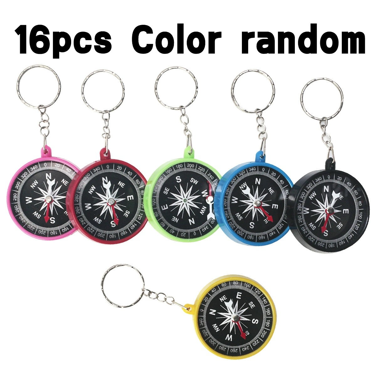 item picture 16pcs   plastic compass keychains ideal birthday party gifts elegant round pendants
