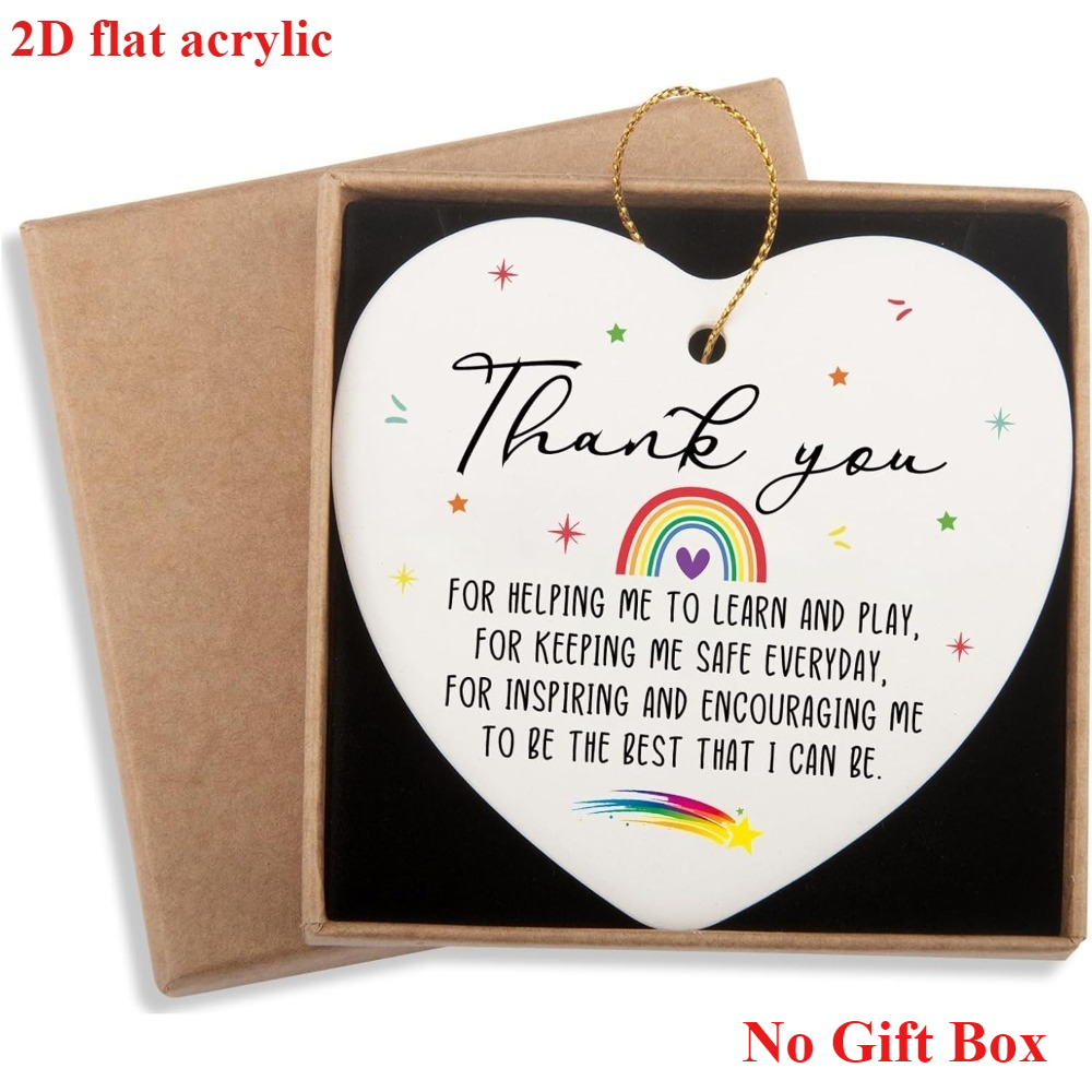 TEMU 2d Flat, 1pc, Heart-shaped Acrylic, Christmas Souvenir, Teacher's Day Gift, Suitable For Female Teachers, Best Daycare And Kindergarten Teacher