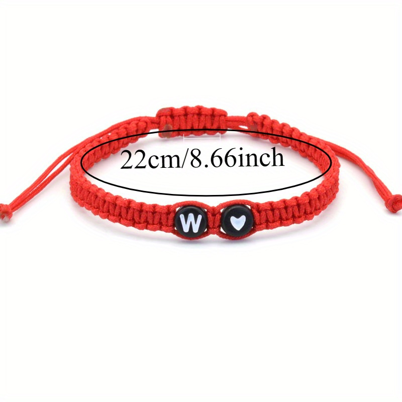 Round Peach Heart Couple Bracelet with 26 Letters