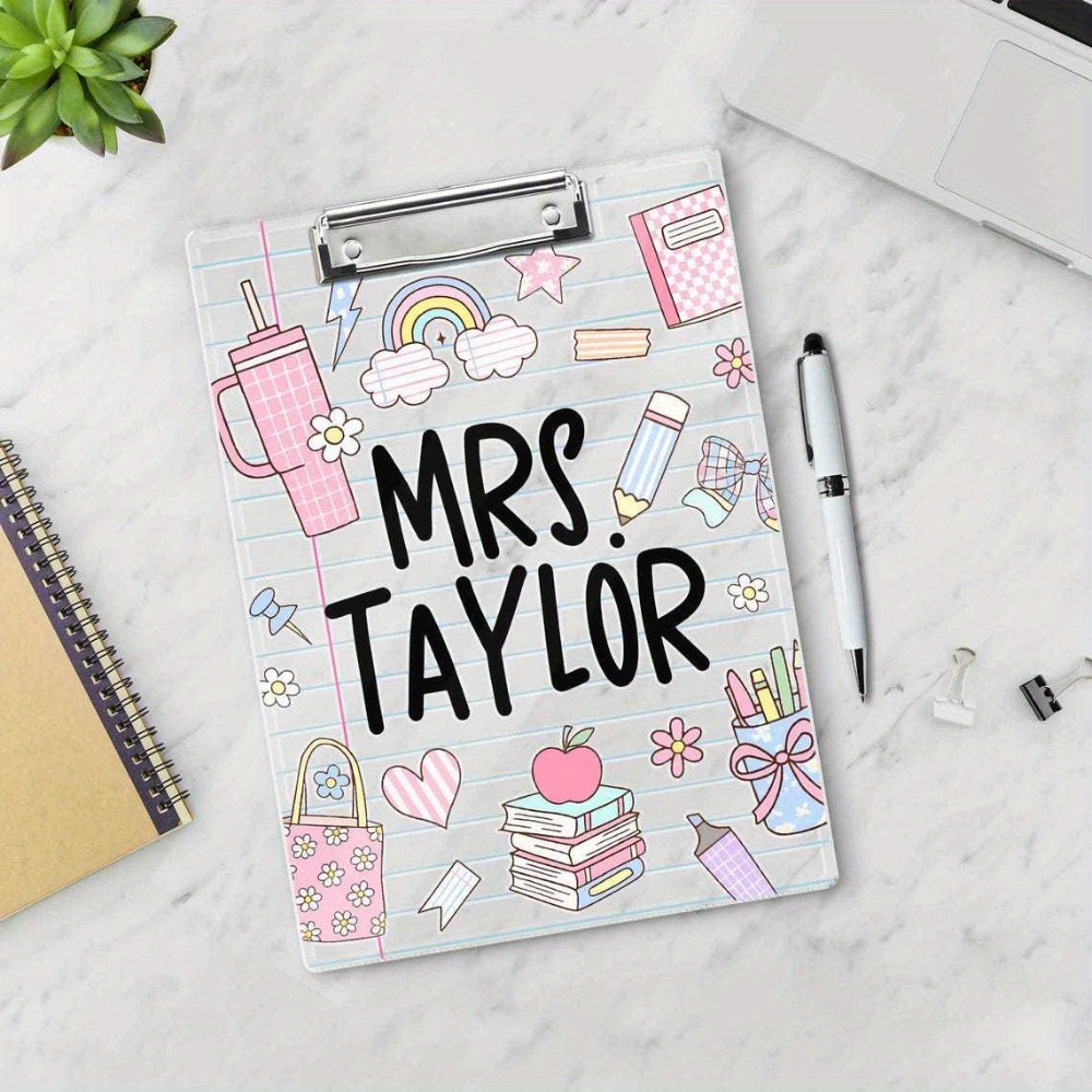 TEMU 2d Flat Customization, Customizable Names, Binder Clipboard, Teacher Gift, School Supplies, Desk Pad, Resin/mousepad Office Pads, Aluminium