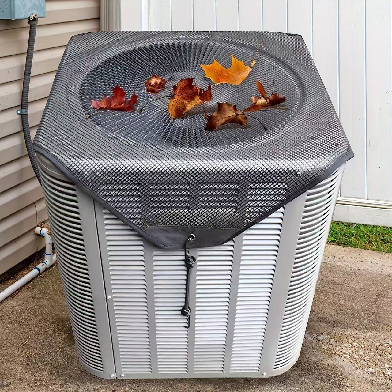 TEMU 1pc Premium Outdoor Air Conditioner Cover - , Water Resistant, Windproof - Dust & Cold Air Barrier With Breathable Pvc Mesh Ventilation, Hexagonal Design For Fit
