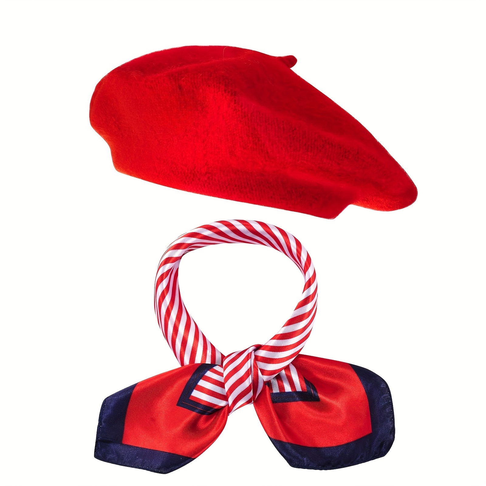 TEMU 2pcs French Beret Set, Including Hat And Scarf, Suitable For Women To Attend French Themed Parties As Clothing Accessories