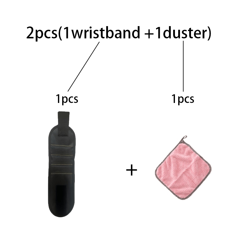 TEMU 2pcs(1wristband+1duster)-row 6-magnet Strong Magnetic Wristband, Magnetic Tool Holder, Strong Magnetic , Repair Tool Wristband, Used For Holding