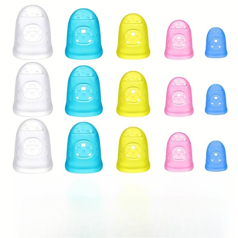 TEMU 15pcs Silicone Guitar Finger Sleeves - Multicolor Tip Grips, Playing , Ideal For Beginners, Protecting Fingers During Practice And Performance,