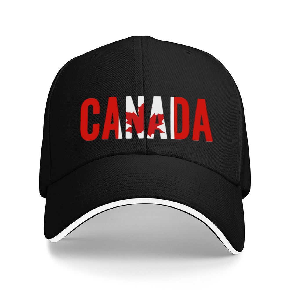 TEMU Casquette de baseball réglable « CANADA » à rayures rouges saisissantes, adaptée aux activités de , unisexe, et style décontracté pour toutes