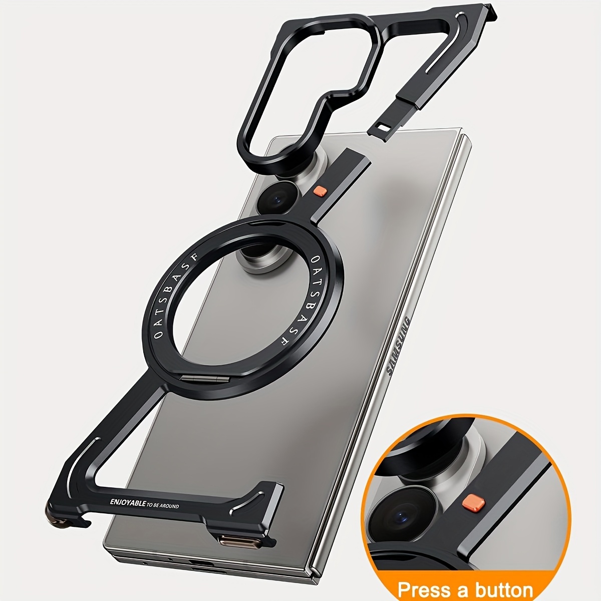 phone case phone case   minimalist luxury phone case with one click disassembly compatible with z fold 6 z fold 7 featuring an aluminum metal frameless 360 rotating magnetic stand in a stylish  