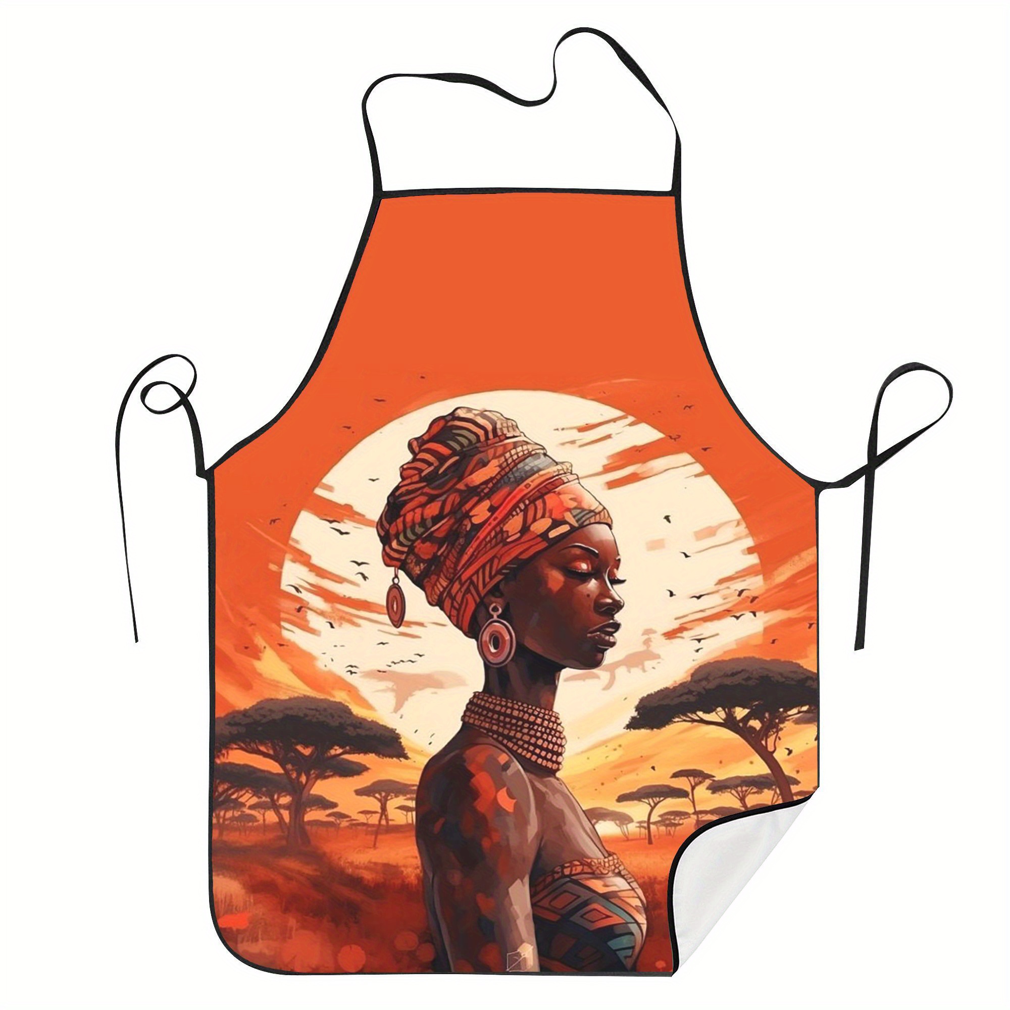 

Vintage-inspired African Print Apron - 100% Polyester, Knit Fabric, Non-transparent, Hand Or Only