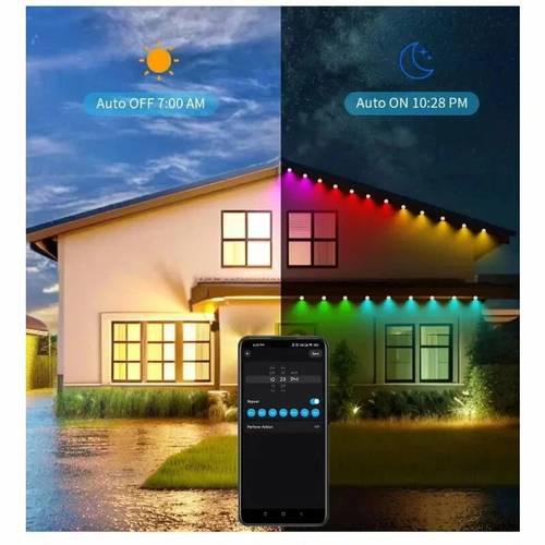 50/100/200/300/400/500ft RGB Smart Lights, Outdoor LED Roof Eave Lights, Bluetooth App & Remote Control DIY Color Changing String Lights, Christmas Halloween Wedding Valentine s Day Garden Lawn Fence Balcony House