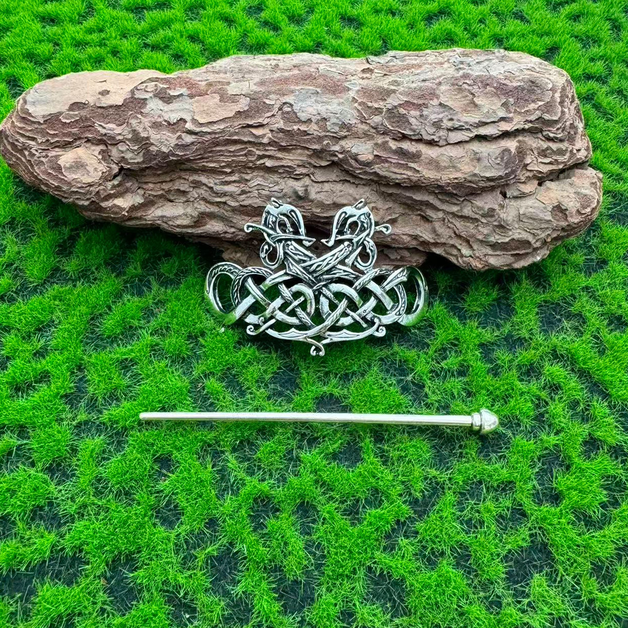 Viking Vintage Double Dragon Celtic Knot Hairpin