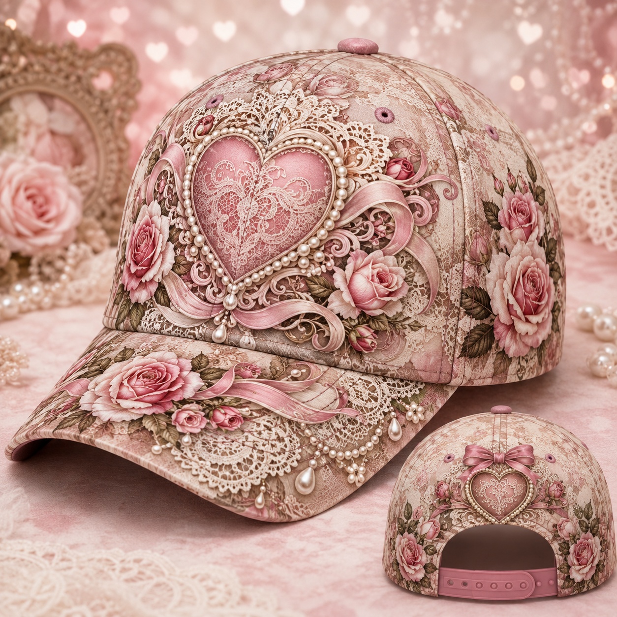 TEMU Men's Bohemian Floral Baseball - And Rose Swirl Ribbon , Soft Garden Art Pattern, Suitable For Casual Daily Wear On Beach Trips, , And Outdoor